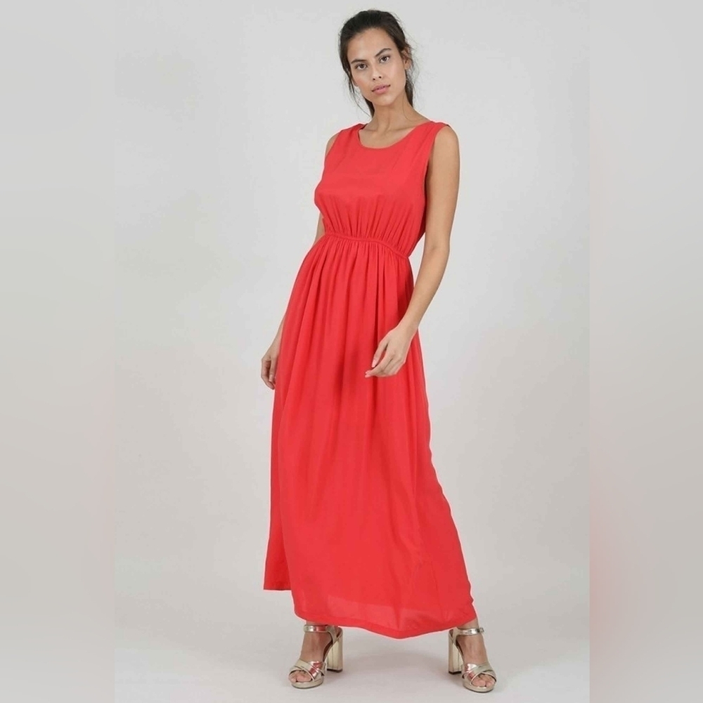 Molly Bracken Sleeveless Maxi Dress Red Size Medium